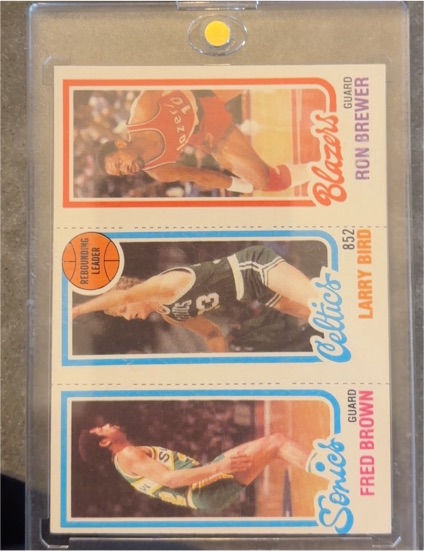 1980-81 Topps #198-31-228 Larry Bird, Fred Brown, Ron Brewer — front