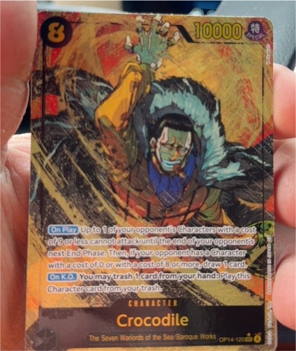 One Piece The Azure Sea's Seven OP14-120 Crocodile Alternate Art Secret Rare — front