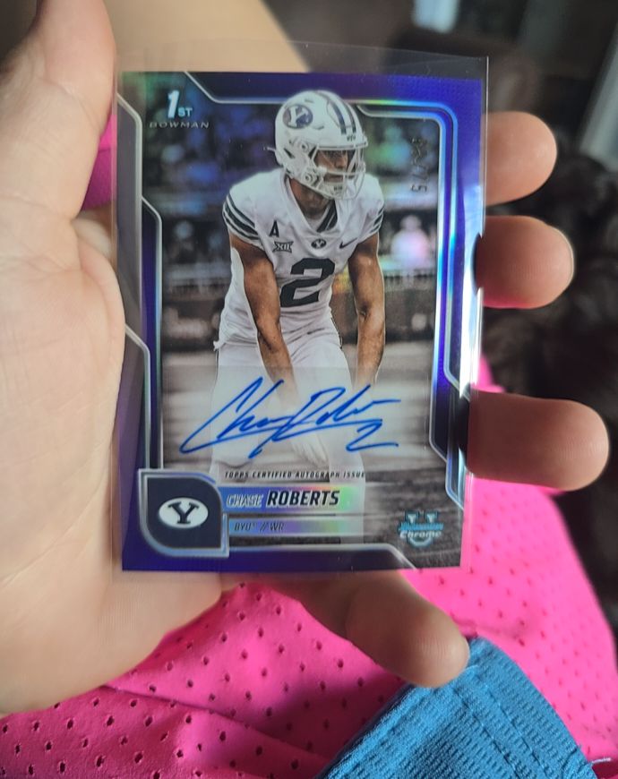 2025 Bowman University Chrome #BCA-CR Chase Roberts Purple Refractor Auto /75 — front