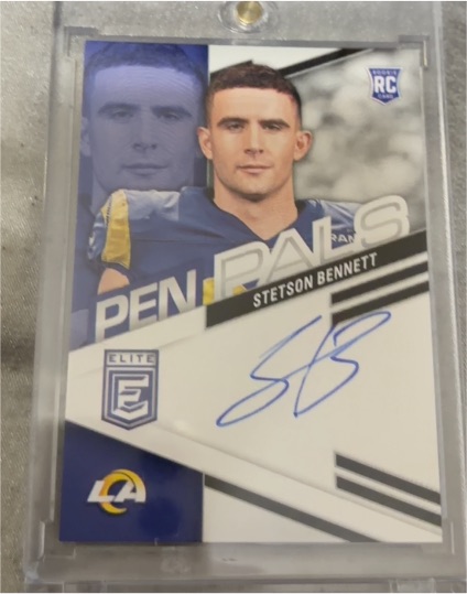 2023 Donruss Elite #PPSB Stetson Bennett Pen Pals Blue Ink Auto Rookie RC Rams — front