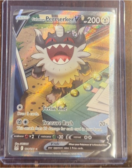 2022 Pokémon Lost Origin #184 Galarian Perrserker V — front