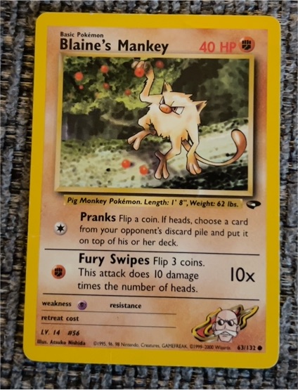 2000 Pokémon Gym Challenge #63 Blaine's Mankey — front
