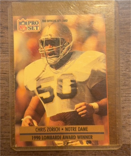 1991 Pro Set #33 Chris Zorich Notre Dame Lombardi Award Winner — front