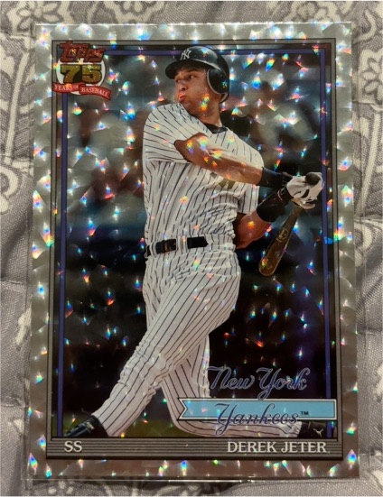 2024 Topps Series 2 #89B2-7 Derek Jeter 35th Anniversary Silver Crackle — front