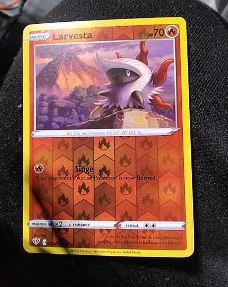 2020 Pokemon Sword & Shield Darkness Ablaze #029 Larvesta — front