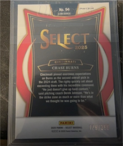 2025 Panini Select #94 Chase Burns — front