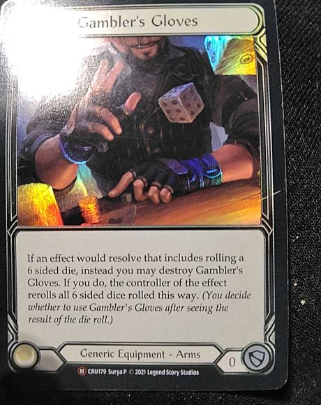 2021 Flesh and Blood Crucible of War #CRU179 Gambler's Gloves — front