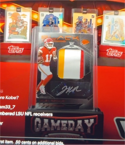 2025 Panini Black Rookie Patch Autographs #RKPA-JRS Jalen Royals — front