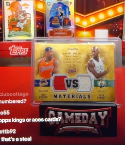 2009-10 Upper Deck VS Dual Materials #VS-CG Chris Webber / Kevin Garnett — front