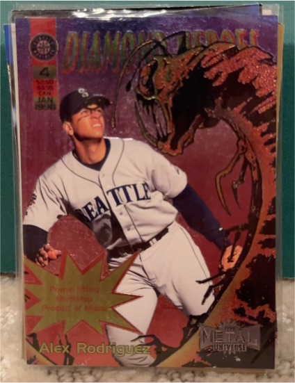 1998 Skybox Metal Universe #4DH Alex Rodriguez Diamond Heroes — front