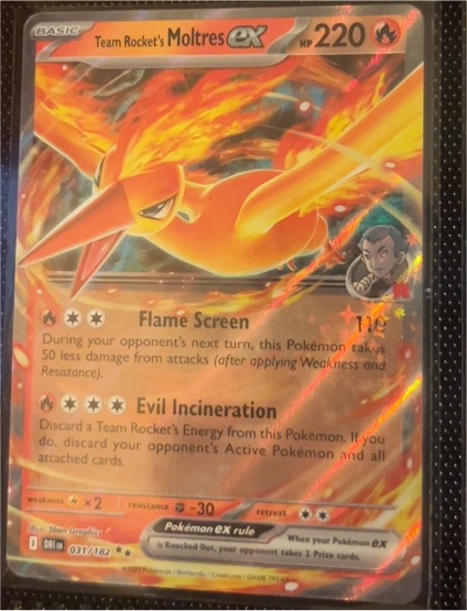 2023 Pokemon TCG Team Rocket's Moltres ex #031/182 — front