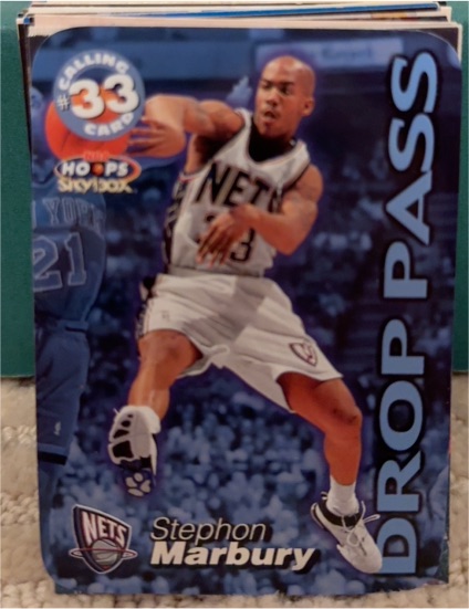 1999-00 Skybox NBA Hoops #8CC Stephon Marbury Calling Card Drop Pass — front