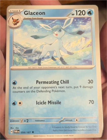 2024 Pokemon SV06: Twilight Masquerade #054 Glaceon — front