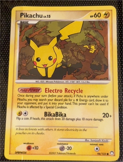 2007 Pokémon Mysterious Treasures #94 Pikachu — front