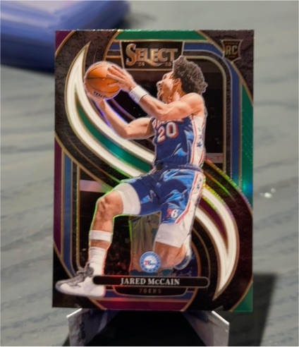 2024-25 Panini Select #184 Jared McCain Green White Purple Prizm Rookie — front