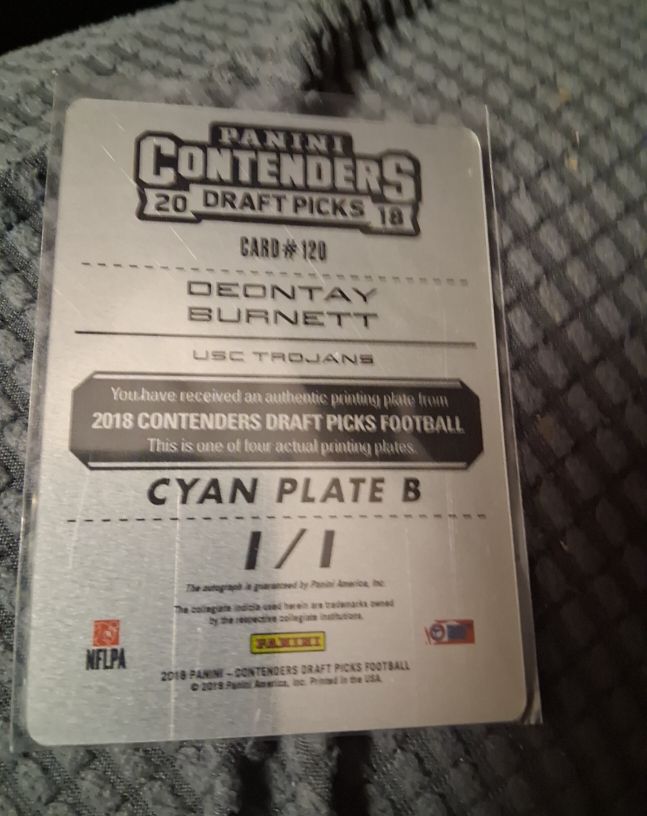 2018 Panini Contenders Draft Picks #120 Deontay Burnett — front