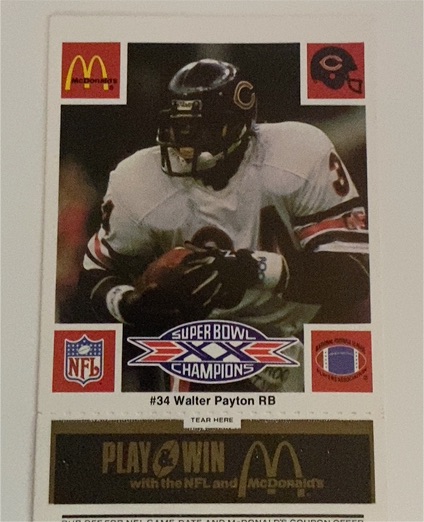 1986 McDonald's #34 Walter Payton — front