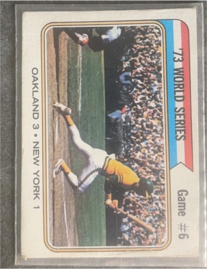 1974 Topps #477 '73 World Series Game #6 Oakland Athletics — front