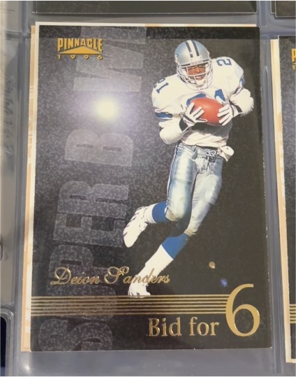 1996 Pinnacle #186 Deion Sanders Bid for 6 — front