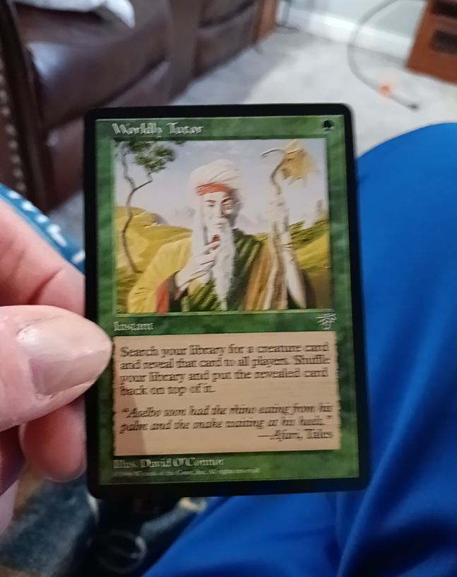 1996 Magic: The Gathering Worldly Tutor Mirage — front