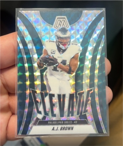 2025 Panini Mosaic #16 A.J. Brown Elevate Silver Mosaic Prizm — front
