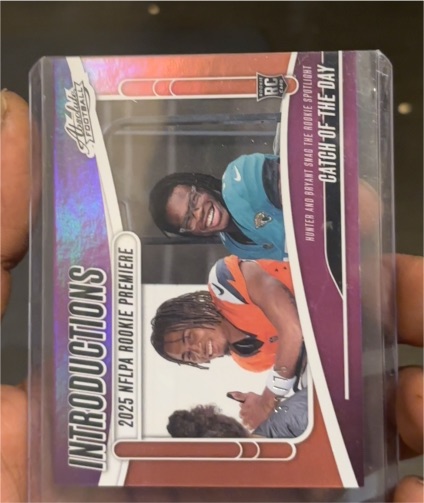 2025 Panini Absolute Introductions #I-THR Catch of the Day Travis Hunter & Pat Bryant — front