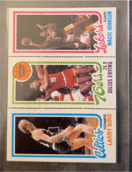 1980-81 Topps #139-174-34 Magic Johnson, Larry Bird, Julius Erving — front