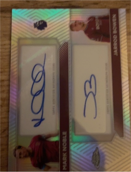 2025-26 Topps Chrome EPL Dual Auto Mark Noble / Jarrod Bowen — front