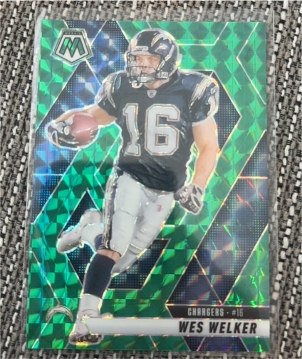 2025 Panini Mosaic #205 Wes Welker Green Mosaic Prizm — front