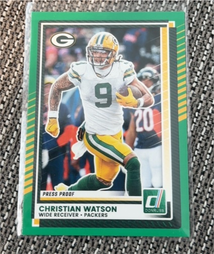 2025 Panini Donruss #234 Christian Watson Press Proof Green — front