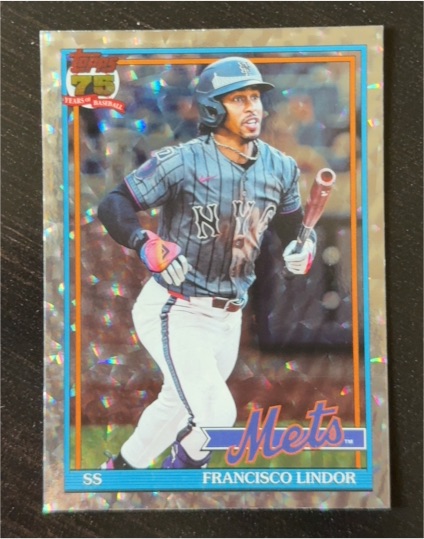 2026 Topps Series 1 1991 Insert Crackle Foil #T91-19 Francisco Lindor — front