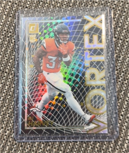 2025 Panini Donruss #20 RJ Harvey Vortex Rookie Denver Broncos — front