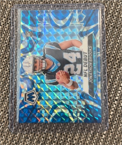 2024 Panini Mosaic #276 Jonathon Brooks NFL Debut Blue Reactive Prizm — front