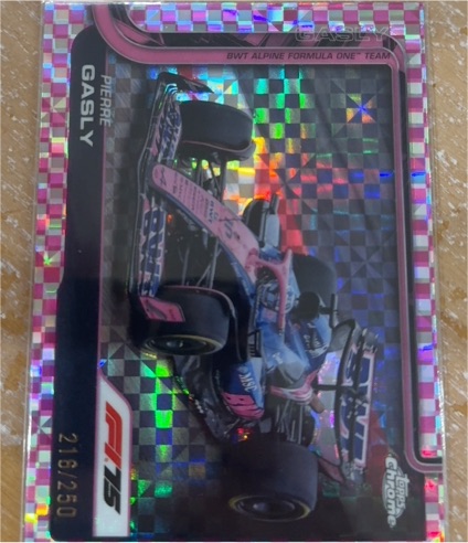 2025 Topps Chrome Formula 1 #216 Pierre Gasly Pink Checker Refractor — front