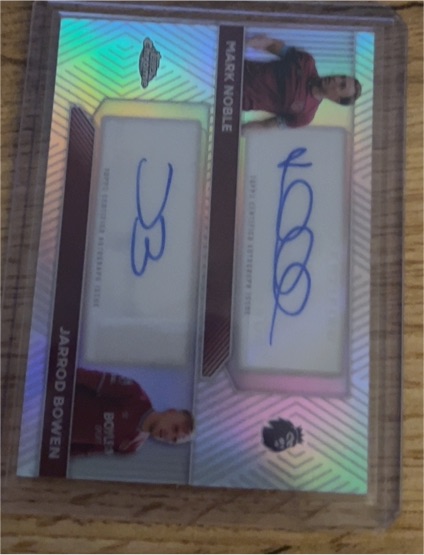 2025-26 Topps Chrome EPL Dual Auto Mark Noble / Jarrod Bowen — front