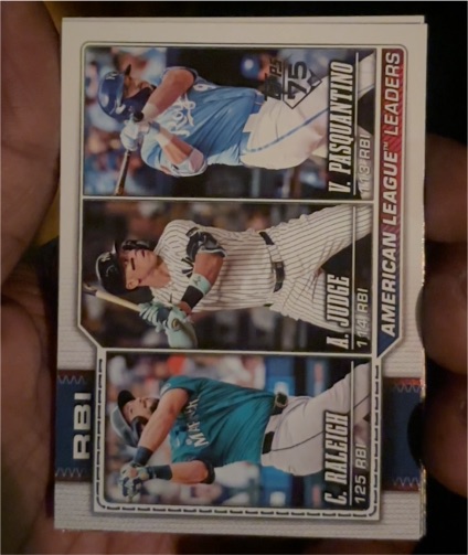 2026 Topps Series 1 #211 American League Leaders Vinnie Pasquantino / Aaron Judge / Cal Raleigh — front