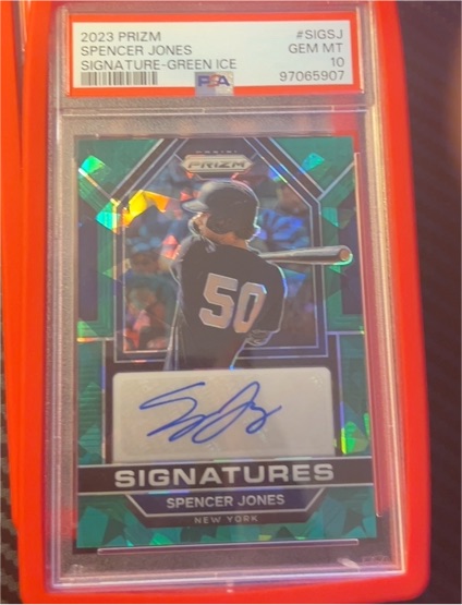 2023 Panini Prizm #SIG-SJ Spencer Jones Signature Green Ice — front