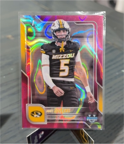 2025 Bowman University Chrome #19 Matt Zollers Pink Lava Refractor — front