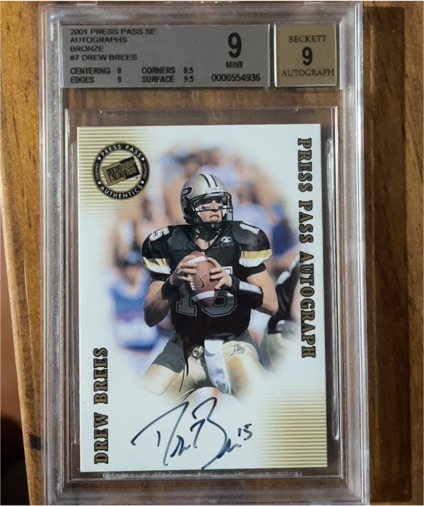2001 Press Pass SE #87 Drew Brees Autograph Bronze — front