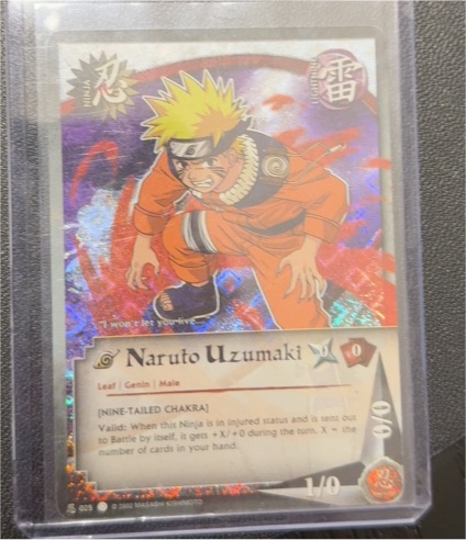 2002 Naruto CCG #025 Naruto Uzumaki Nine-Tailed Chakra Diamond Foil — front
