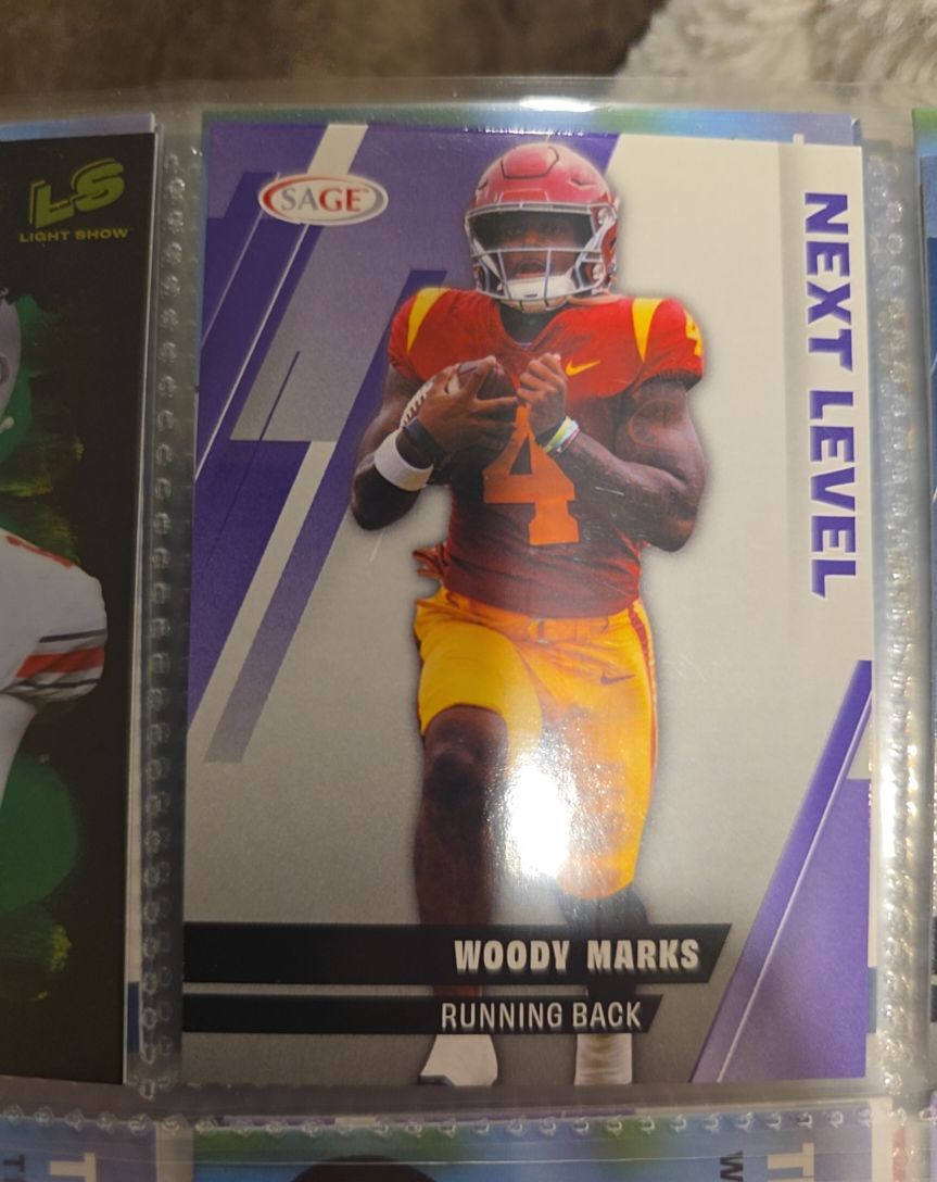 2025 Sage High Series #102 Woody Marks USC Next Level Purple — front