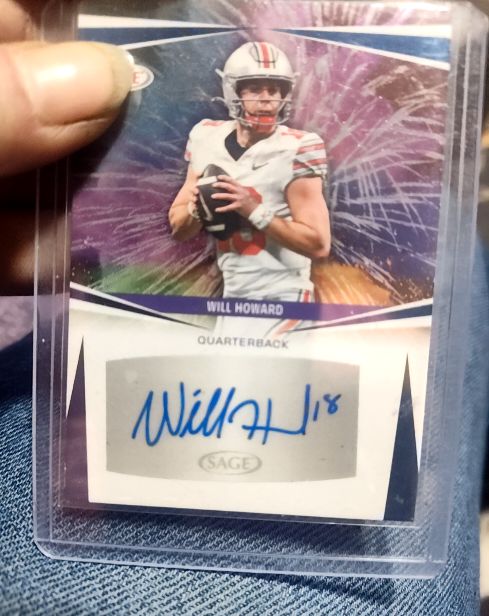 2025 Sage #18 Will Howard Rookie Auto — front