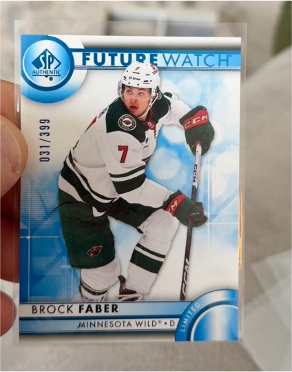 2023-24 SP Authentic #109 Brock Faber Future Watch Blue Limited — front