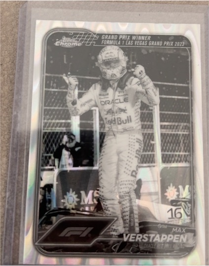 2024 Topps Chrome Formula 1 #16 Max Verstappen Black & White RayWave Grand Prix Winner — front