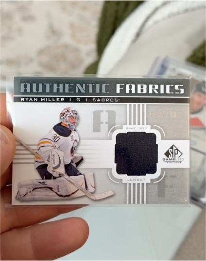 2011-12 Upper Deck SP Game Used Authentic Fabrics #AFRM Ryan Miller — front