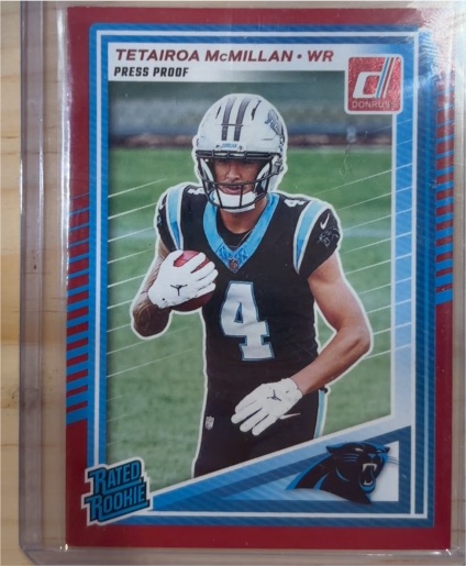 2025 Panini Donruss #314 Tetairoa McMillan Red Press Proof Rated Rookie — front