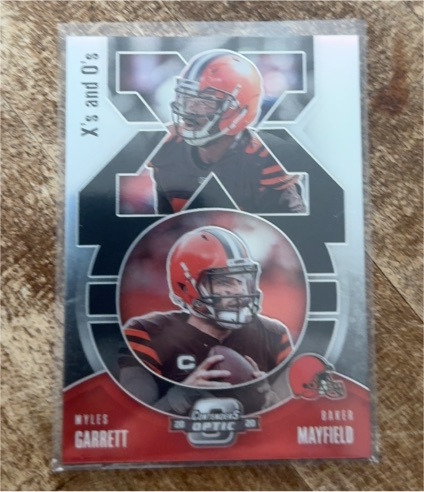 2020 Panini Contenders Optic X's & O's #XO6 Myles Garrett Baker Mayfield — front