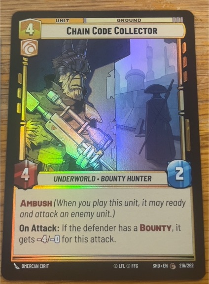 Star Wars Unlimited Shadows of the Galaxy #216 Chain Code Collector — front