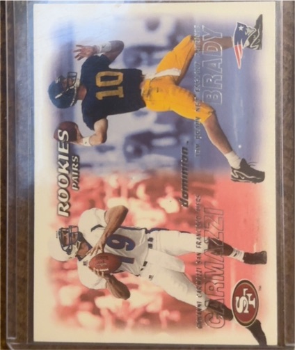 2000 Skybox Dominion #234 Tom Brady & Giovanni Carmazzi Rookie Pairs — front
