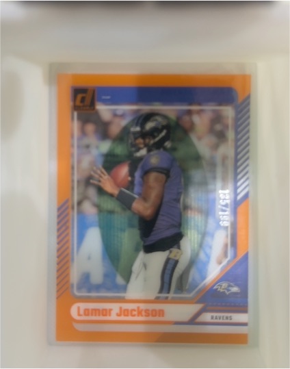2024 Panini Donruss Clearly #5 Lamar Jackson Orange /199 — front